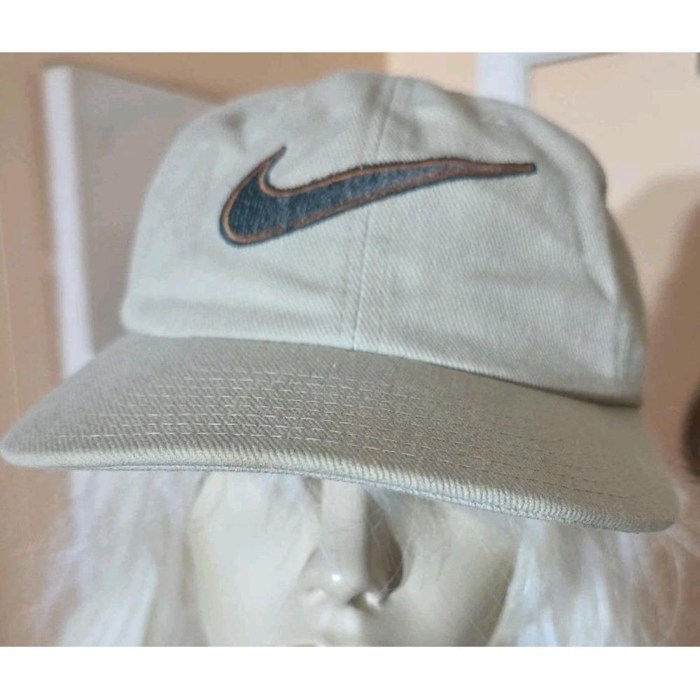 Vtg 90s Nike Swoosh Cap Spell Out Script Logo Rap Hip Hop Baseball Retro Dad Hat